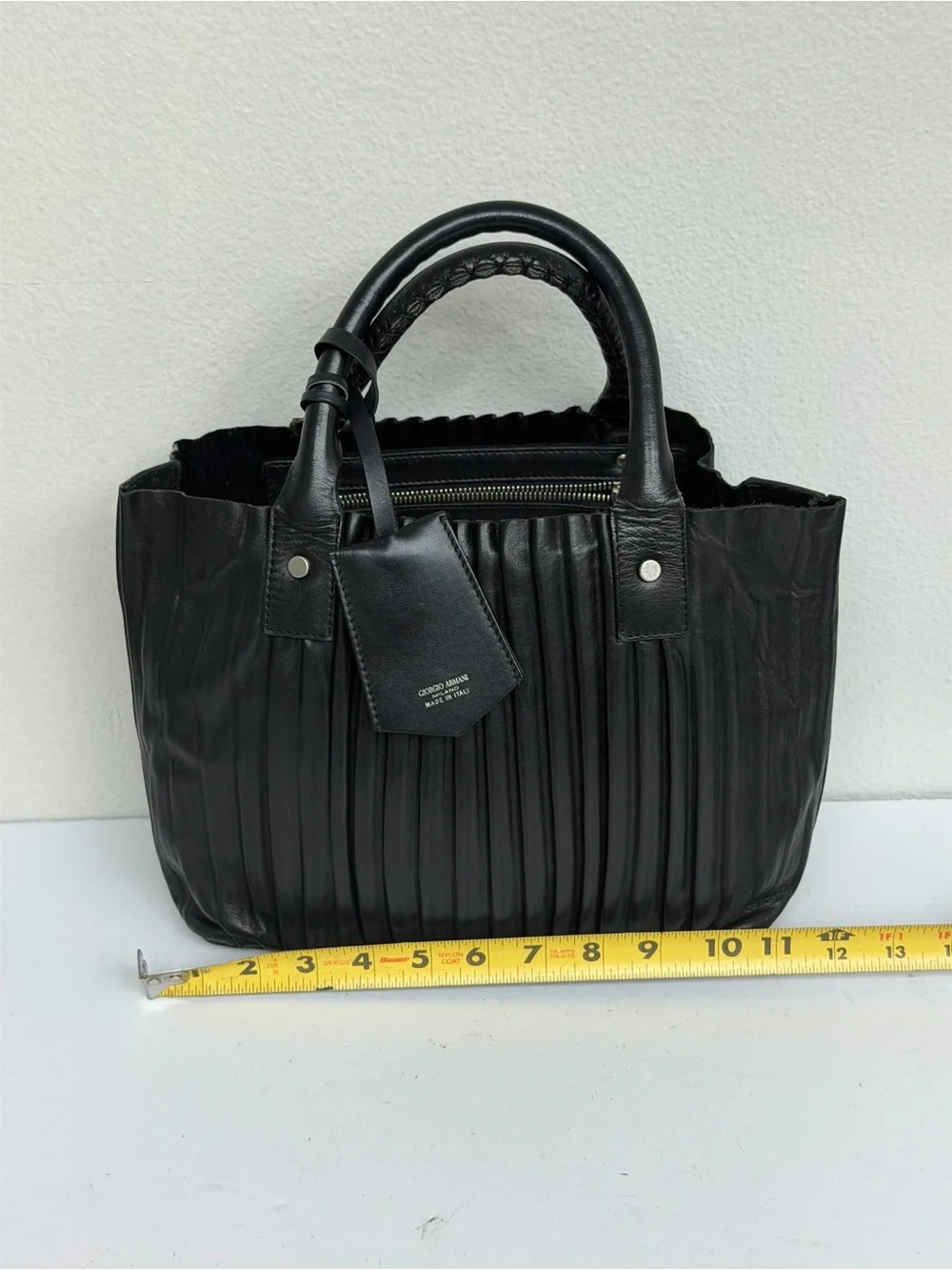 Giorgio Armani Black Leather Handbag Vintage Made in Italy Soft Leather Shoulder